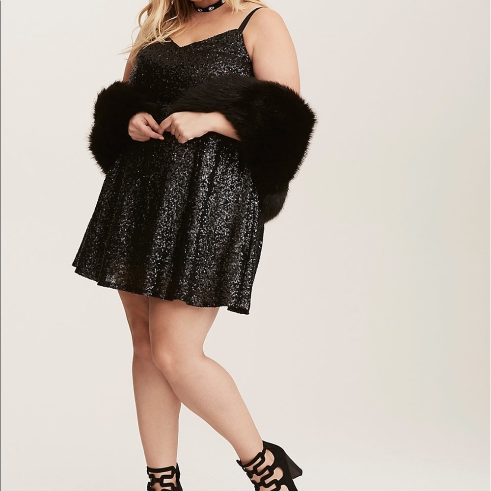 Black sequined slip dress Torrid 2x